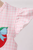 Pink Apple Plaid Embroidered Set Aaria Tees