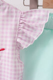 Purple Ice Cream Plaid Embroidered Set Aaria Tees