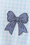 Blue Plaid Embroidered Bow Set Aaria Tees