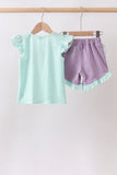 Mint Puppy Plaid Embroidered Set Aaria Tees