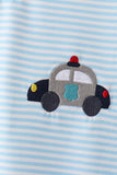 Blue Police Car Stripe Embroidered Set Aaria Tees