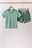 Green Duck Stripe Embroidered Set Aaria Tees