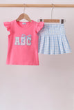 Pink ABC Appliqué Skorts Set Aaria Tees