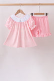 Pink Apple Bus Smocked Ruffle Set Aaria Tees