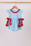 Blue Apple Appliqué Gingham Bubble Aaria Tees