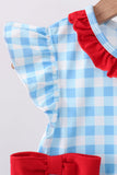 Blue Apple Appliqué Gingham Bloomer Set Aaria Tees