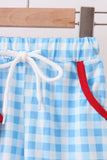 Blue Apple Appliqué Gingham Shorts Set Aaria Tees