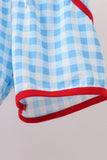 Blue Apple Appliqué Gingham Shorts Set Aaria Tees
