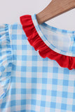 Blue Apple Appliqué Gingham Ruffle Set Aaria Tees