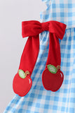 Blue Apple Appliqué Gingham Ruffle Set Aaria Tees