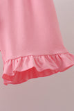 Pink Rose Apple Embroidery Ruffle Dress Aaria Tees