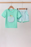Green Apple Embroidered Set Aaria Tees