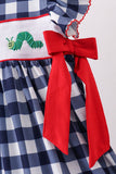 Navy Apple Smocked Gingham Dress Aaria Tees