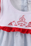 Blue Embroidered Swiss Dot Bloomer Set Aaria Tees