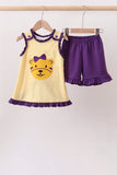 Purple LSU Tiger Applique Ruffle Set - Aaria Tees Aaria Tees