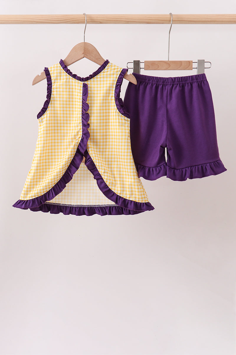 Purple LSU Tiger Applique Ruffle Set - Aaria Tees Aaria Tees