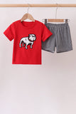 Red Georgia Bulldog Applique Shorts Set Aaria Tees