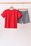 Red Georgia Bulldog Applique Shorts Set Aaria Tees