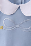 Blue bus bow embroidery ruffle skorts set Aaria Tees