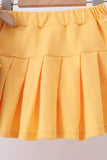 Blue bus bow embroidery ruffle skorts set Aaria Tees