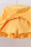 Blue bus bow embroidery ruffle skorts set Aaria Tees