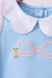 Blue pencil bow embroidery ruffle skorts set Aaria Tees
