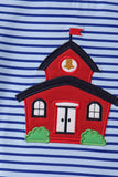 Blue Stripe Schoolhouse Appliqué Set Aaria Tees