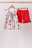 Red Apple Pencil Ruffle Set Aaria Tees