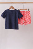 Navy Apple Applique Denim Set Aaria Tees