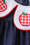 Navy Apple Applique Denim Dress Aaria Tees