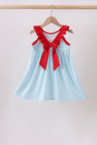 Blue Apple Pencil Embroidered Dress Aaria Tees