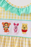 Mustard Honey Bear Embroidered Dress Aaria Tees