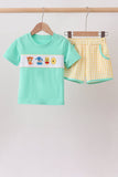 Mustard Honey Bear Embroidered Short Set Aaria Tees