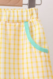 Mustard Honey Bear Embroidered Short Set Aaria Tees