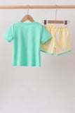 Mustard Honey Bear Embroidered Short Set Aaria Tees
