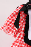 Red Character Plaid Embroidered Bloomer Set Aaria Tees