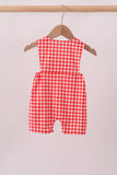 Red Character Plaid Embroidered Jon Jon Aaria Tees