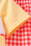 Mustard Character Plaid Embroidered Short Set Aaria Tees