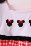 Red Character Plaid Embroidered Ruffle Short Set Aaria Tees