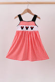 Red Character Plaid Embroidered Dress Aaria Tees