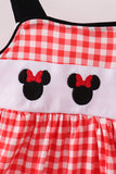Red Character Plaid Embroidered Dress Aaria Tees