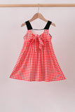 Red Character Plaid Embroidered Dress Aaria Tees