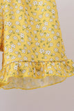 Blue Bus Floral Applique Ruffle Set Aaria Tees
