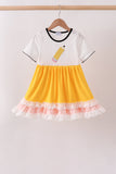 Mustard Pencil Ruffle Dress Aaria Tees