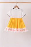 Mustard Pencil Ruffle Dress Aaria Tees