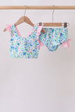 Blue Floral UPF Swim Set Aaria Tees