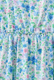 Blue Floral Tiered Women Dress Aaria Tees