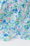 Blue Floral Tiered Women Dress Aaria Tees