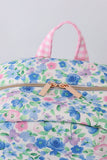 Blue Floral Character French Knot Ruffle Backpack Aaria Tees