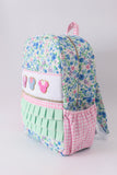 Blue Floral Character French Knot Ruffle Backpack Aaria Tees